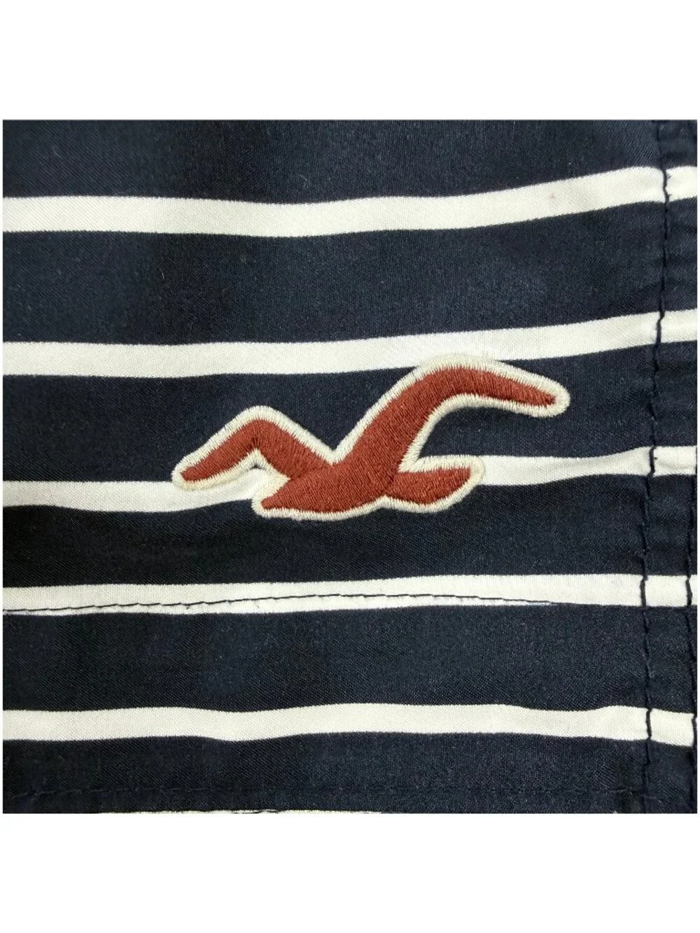Hollister Board Shorts Mens Small S Navy Blue White Striped Surfing Swim Trunks